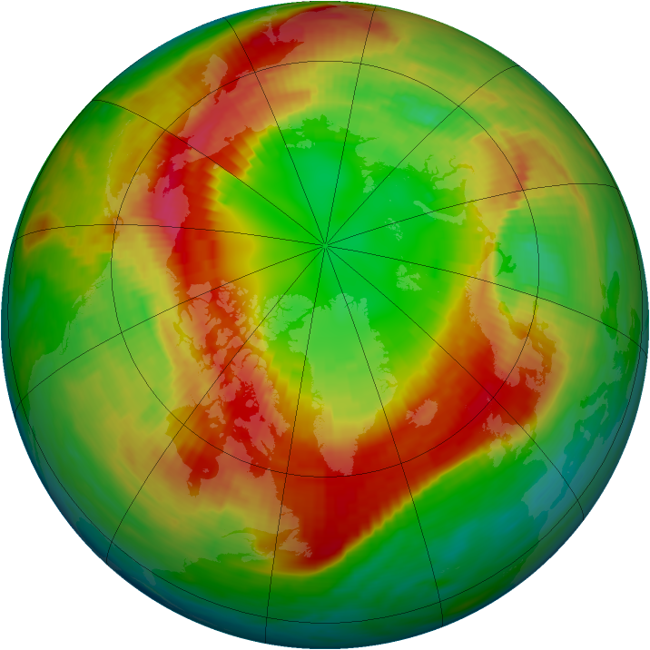Arctic ozone map for 27 February 1990